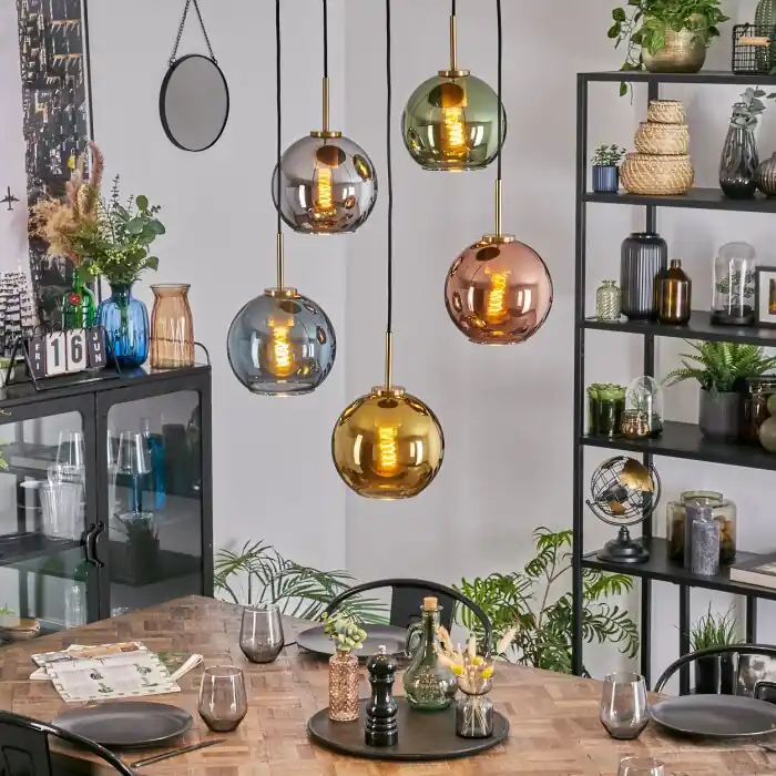 Gereduceerde Prijs Koyoto Hanglamp, Kogellampje, Hanglamp Goud, Zwart, 5-lichts