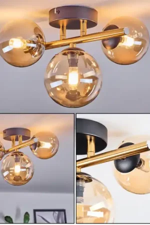 Aanbieding Chehalis Plafondlamp, Kogellampje Goud, Zwart, 3-lichts