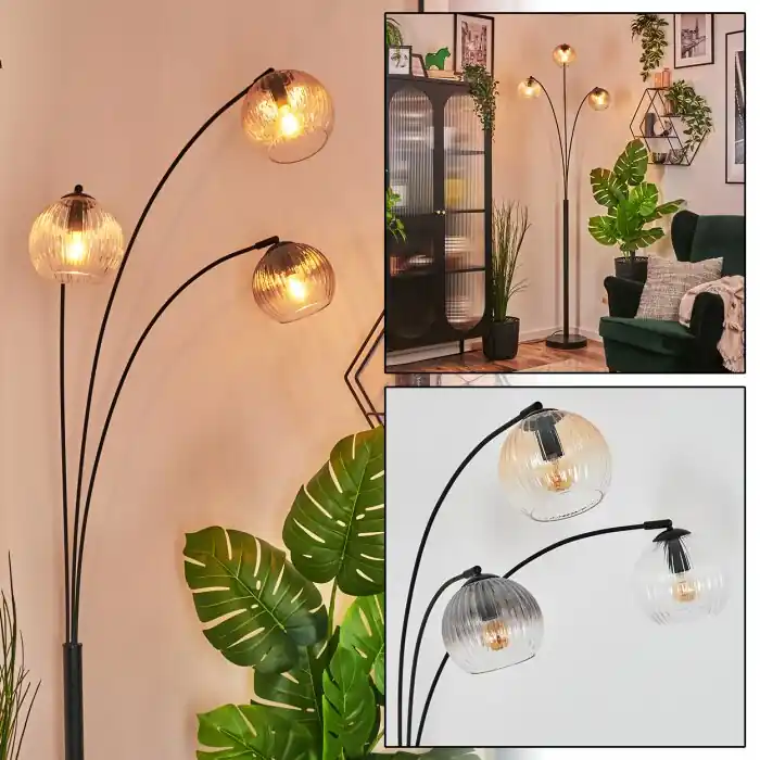 Koyoto Kogellampje, Staande lamp Amber, Duidelijk, Rookkleurig, 3-lichts Tijdelijk Beschikbaar