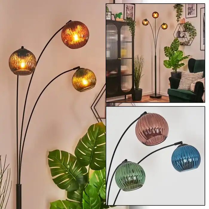 Populair Koyoto Kogellampje, Staande lamp Blauw, Groen, Koperkleurig, 3-lichts