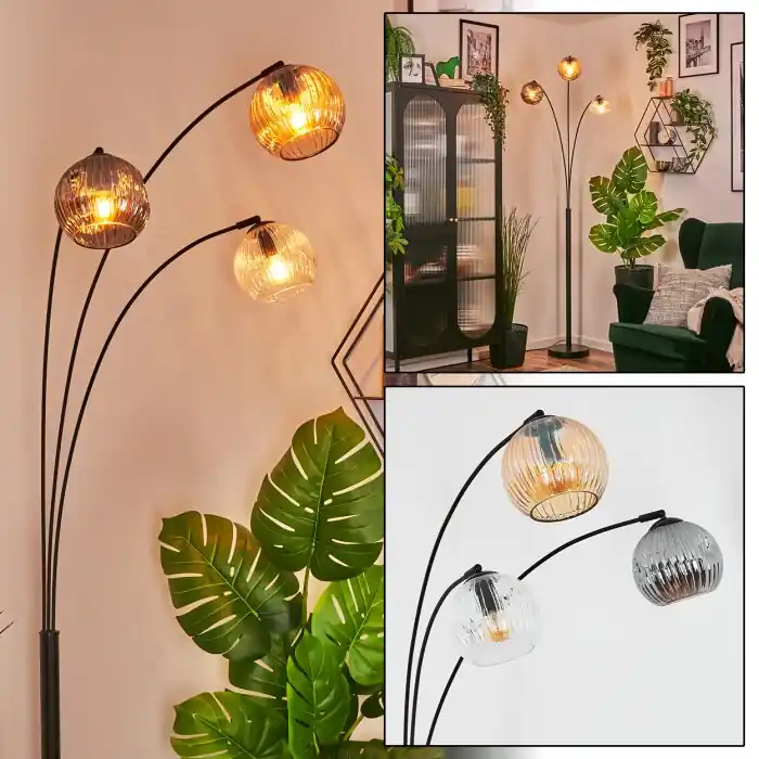 Ripoll Kogellampje, Staande lamp Amber, Duidelijk, Rookkleurig, 3-lichts Express Levering