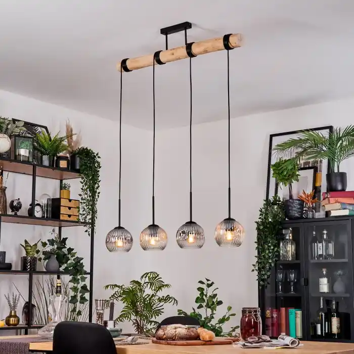 Koyoto Hanglamp, Kogellampje, Hanglamp Natuurlijke kleuren, Zwart, 4-lichts Meest Verkocht