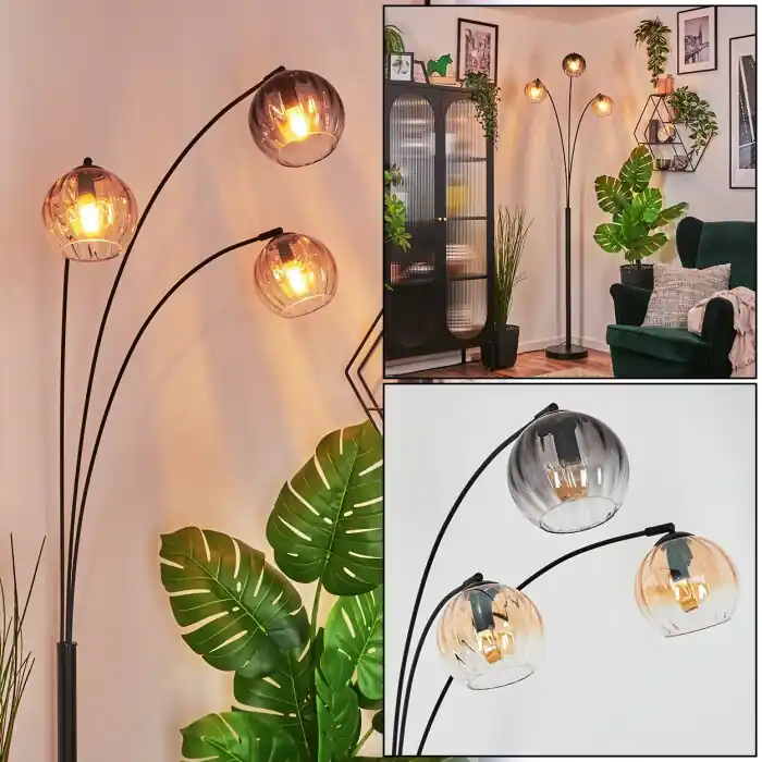 Koyoto Kogellampje, Staande lamp Amber, Duidelijk, Rookkleurig, 3-lichts Weekendaanbieding