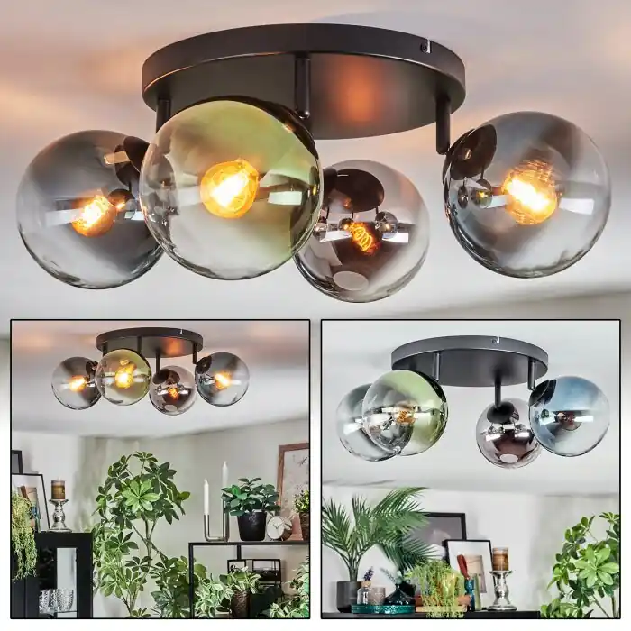 Gastor Plafondlamp, Kogellampje Blauw, Chroom, Groen, Duidelijk, Rookkleurig, 4-lichts Alleen Vandaag