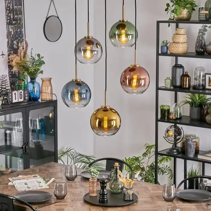 Koyoto Hanglamp, Kogellampje, Hanglamp Goud, Zwart, 5-lichts Laatste Kans