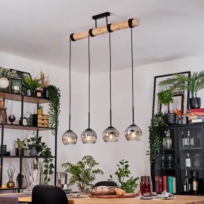 Lage Prijs Ripoll Hanglamp, Kogellampje, Hanglamp Natuurlijke kleuren, Zwart, 4-lichts