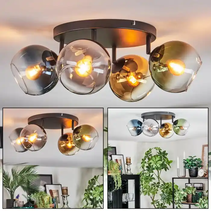 Koyoto Plafondlamp, Kogellampje Blauw, Goud, Groen, Duidelijk, Rookkleurig, 4-lichts Dagaanbieding