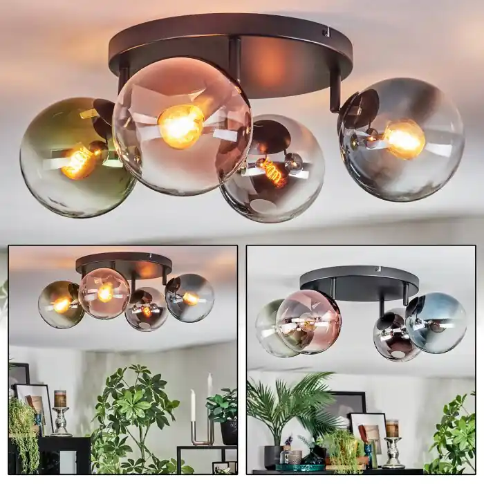 Gastor Plafondlamp, Kogellampje Blauw, Chroom, Groen, Duidelijk, Koperkleurig, Rookkleurig, 4-lichts Bestseller
