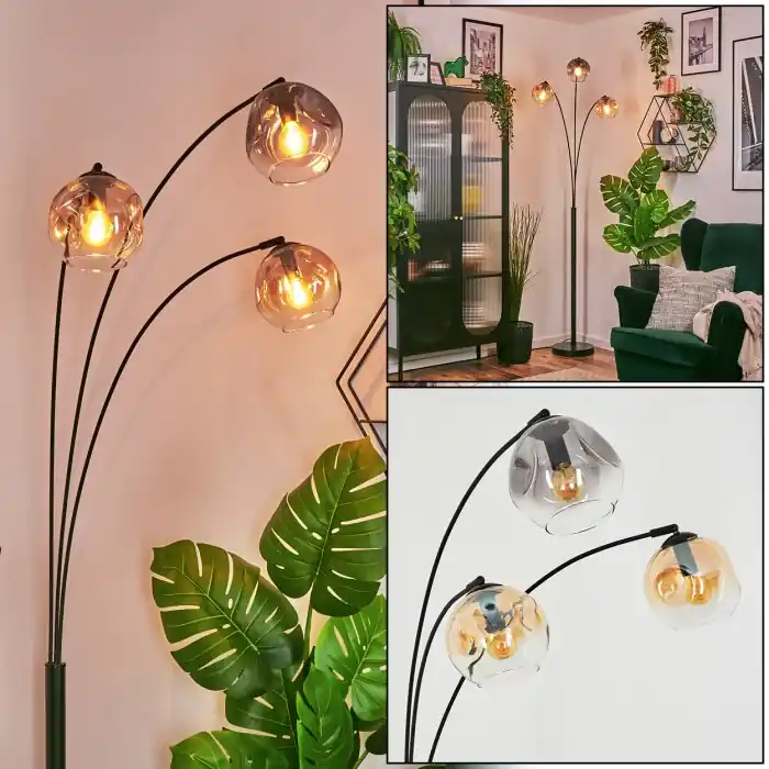 Koopje Ripoll Kogellampje, Staande lamp Amber, Duidelijk, Rookkleurig, 3-lichts