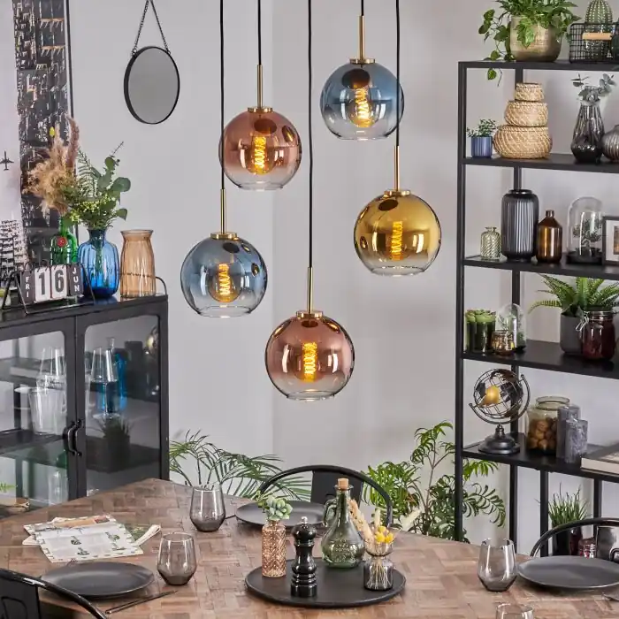 Koyoto Hanglamp, Kogellampje, Hanglamp Goud, Zwart, 5-lichts Alleen Vandaag