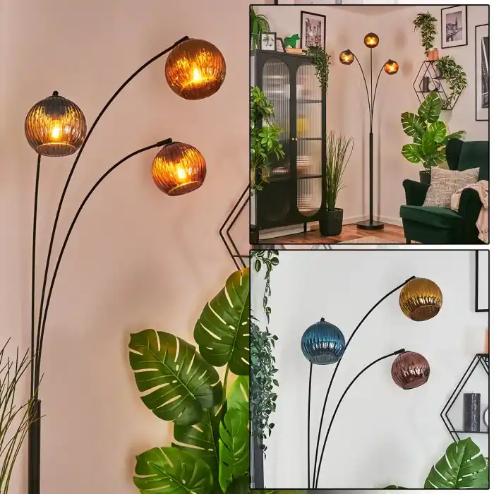 Koyoto Kogellampje, Staande lamp Blauw, Goud, Koperkleurig, 3-lichts Snelle Levering