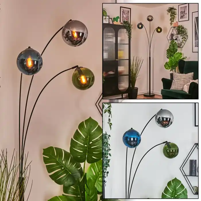 Gastor Kogellampje, Staande lamp Blauw, Chroom, Groen, Rookkleurig, 3-lichts Nu Kopen