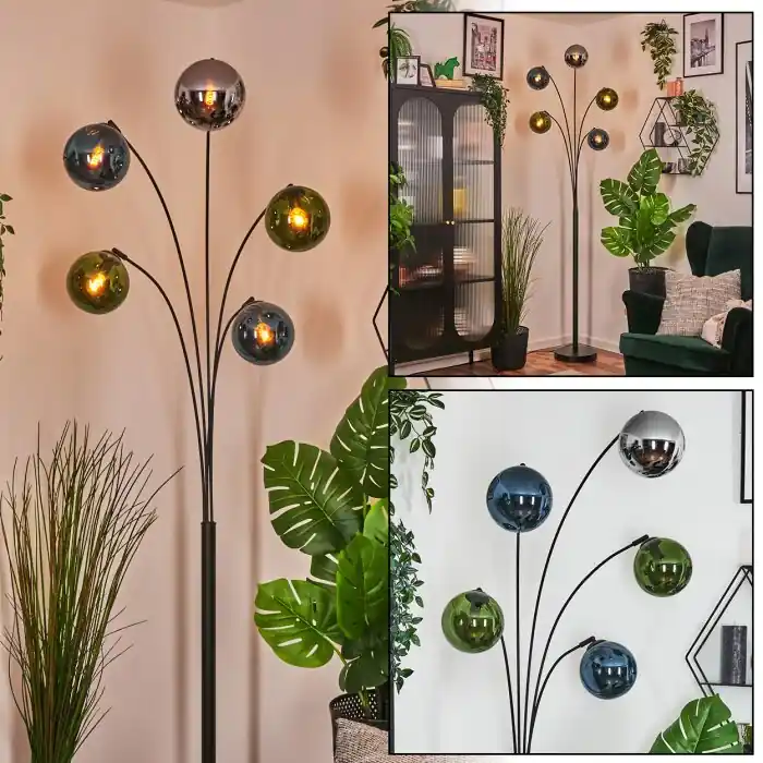 Goedkoop Gastor Kogellampje, Staande lamp Blauw, Chroom, Groen, Rookkleurig, 5-lichts