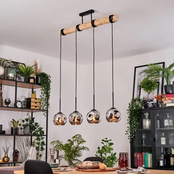 Ripoll Hanglamp, Kogellampje, Hanglamp Natuurlijke kleuren, Zwart, 4-lichts Beperkt Aanbod