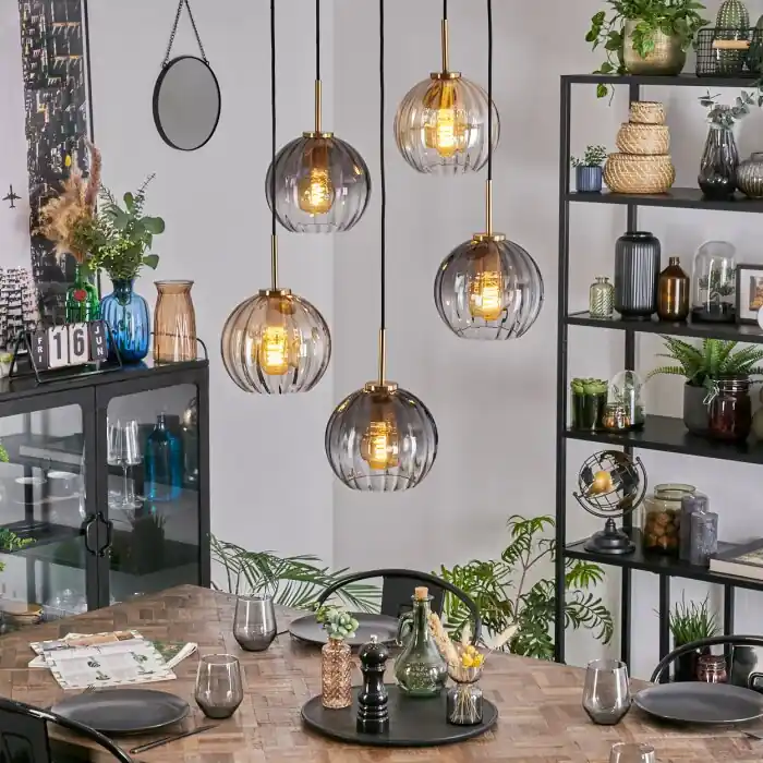 Koyoto Hanglamp, Kogellampje, Hanglamp Goud, Zwart, 5-lichts Merkproduct