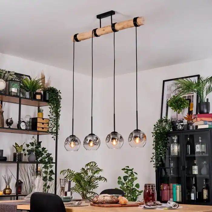 Must-Have Ripoll Hanglamp, Kogellampje, Hanglamp Natuurlijke kleuren, Zwart, 4-lichts