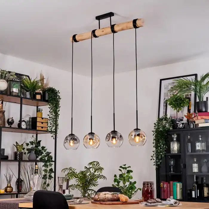 Direct Verzonden Ripoll Hanglamp, Kogellampje, Hanglamp Natuurlijke kleuren, Zwart, 4-lichts