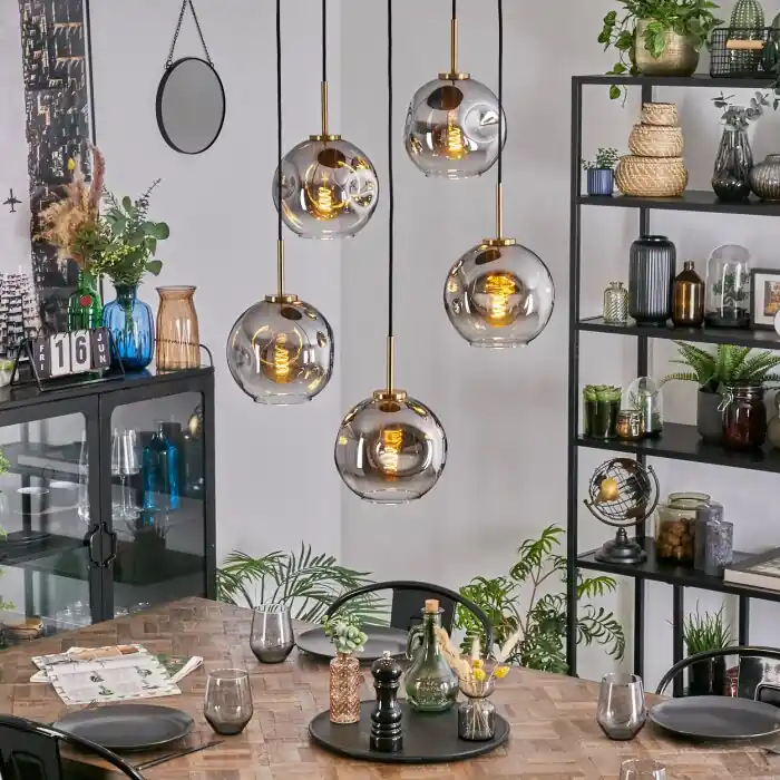 Ripoll Hanglamp, Kogellampje, Hanglamp Goud, Zwart, 5-lichts Koop Vandaag