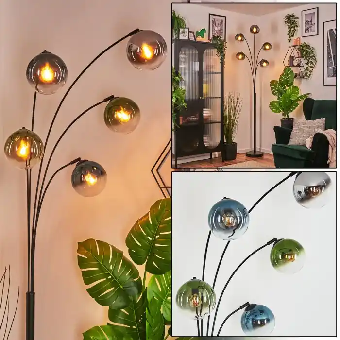 Gastor Kogellampje, Staande lamp Blauw, Chroom, Groen, Duidelijk, Rookkleurig, 5-lichts Nieuw