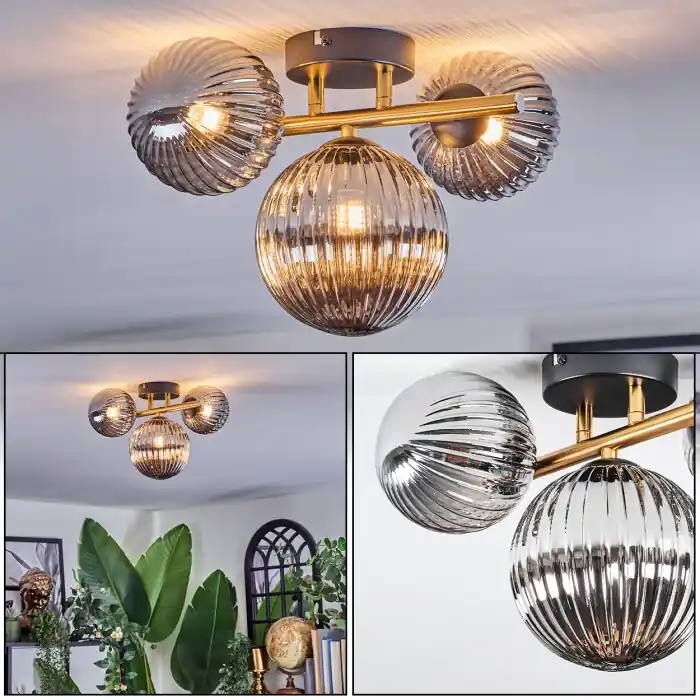 Chehalis Plafondlamp, Kogellampje Goud, Zwart, 3-lichts Direct Verzonden