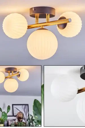 Weekendaanbieding Chehalis Plafondlamp, Kogellampje Goud, Zwart, 3-lichts