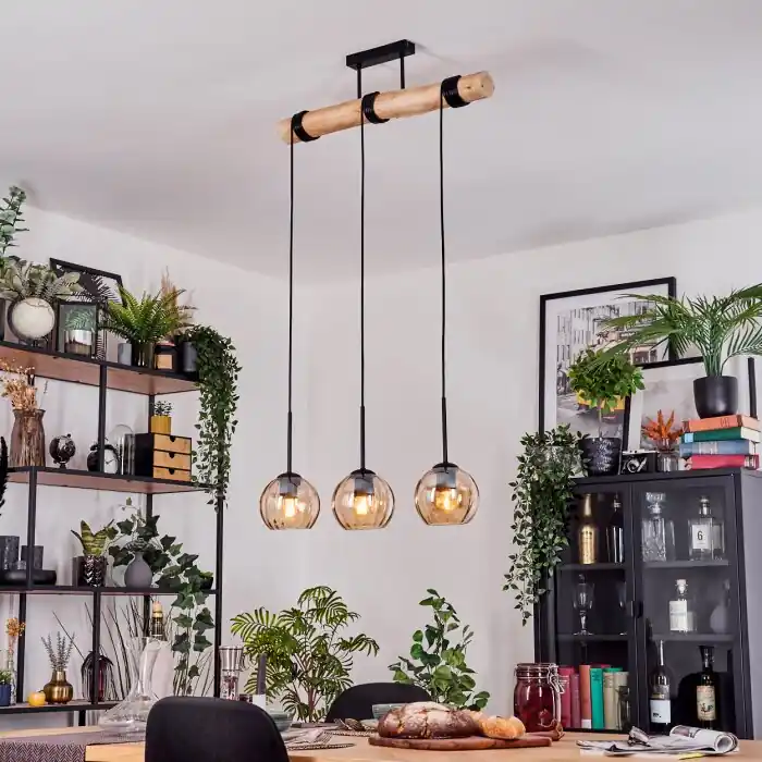 Koyoto Hanglamp, Kogellampje, Hanglamp Natuurlijke kleuren, Zwart, 3-lichts Exclusieve Aanbieding