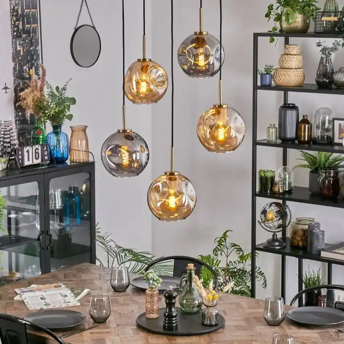 Ripoll Hanglamp, Kogellampje, Hanglamp Goud, Zwart, 5-lichts Must-Have