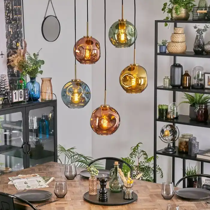 Ripoll Hanglamp, Kogellampje, Hanglamp Goud, Zwart, 5-lichts Meest Verkocht