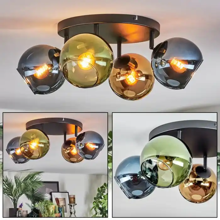 Favoriet Koyoto Plafondlamp, Kogellampje Blauw, Goud, Groen, 4-lichts