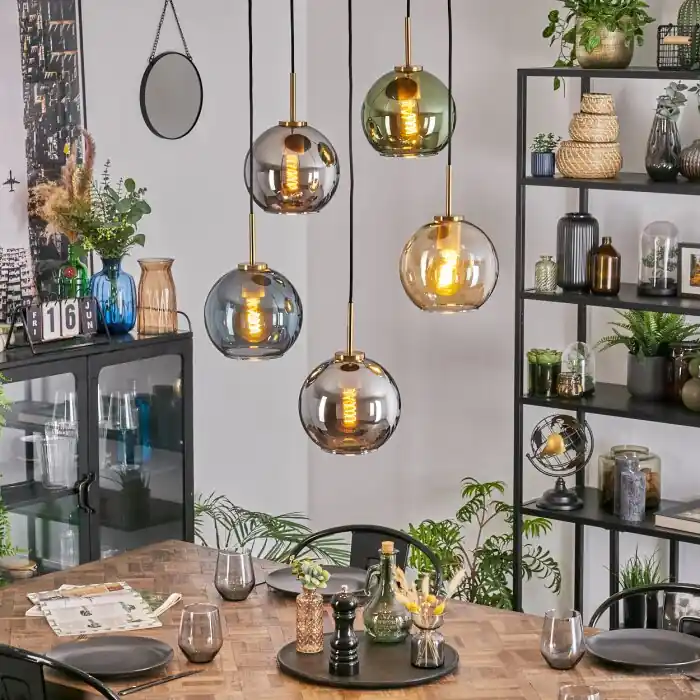 Koyoto Hanglamp, Kogellampje, Hanglamp Goud, Zwart, 5-lichts Hoge Kwaliteit