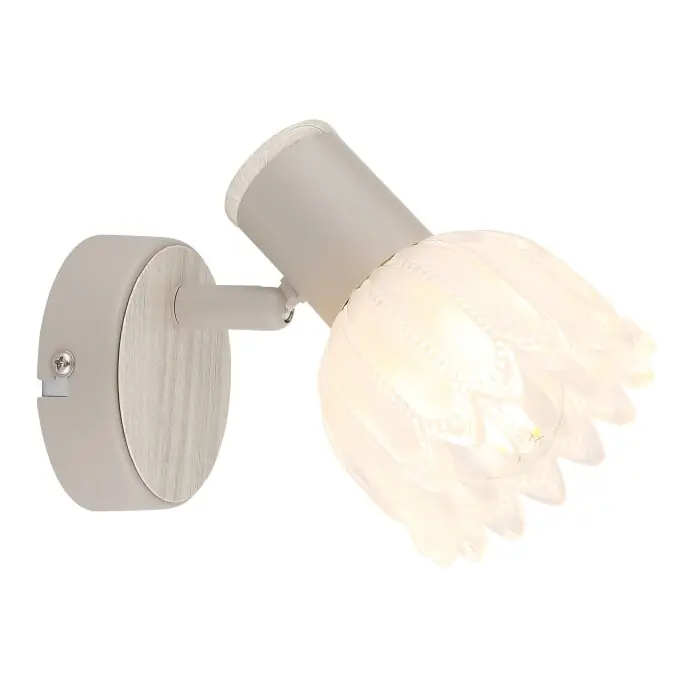 Koopje Globo Planta Wandlamp, Muurspot houtlook, Zandkleurig, 1-licht