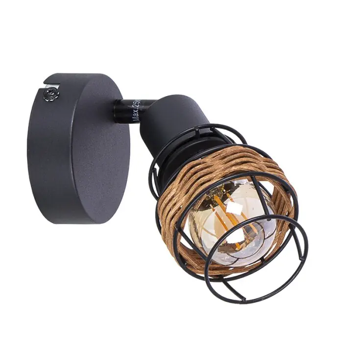 Globo Malik Wandlamp, Muurspot Zwart, 1-licht Speciale Aanbieding