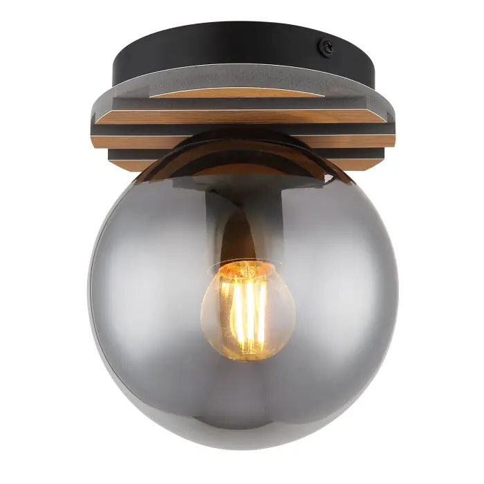 Hete Deal Globo Parsons Plafondlamp Natuurlijke kleuren, Zwart, 1-licht