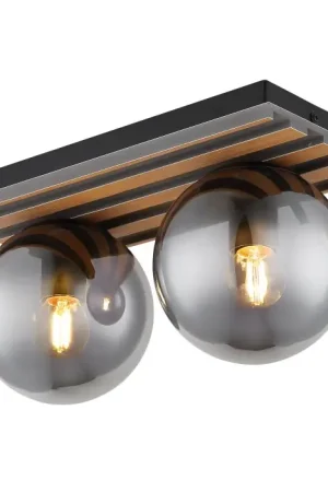 Actieprijs Globo Parsons Plafondlamp Natuurlijke kleuren, Zwart, 2-lichts