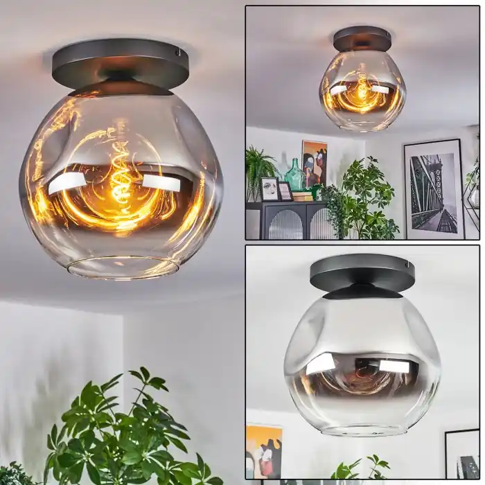 Dagaanbieding Ripoll Plafondlamp, Kogellampje Chroom, Duidelijk, Rookkleurig, 1-licht