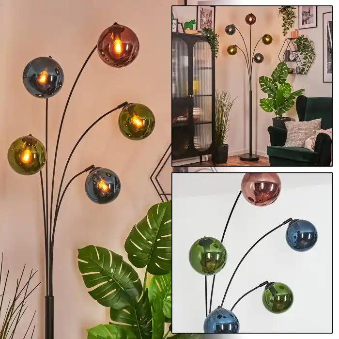 Gastor Kogellampje, Staande lamp Blauw, Groen, Koperkleurig, 5-lichts Fabrieksprijs