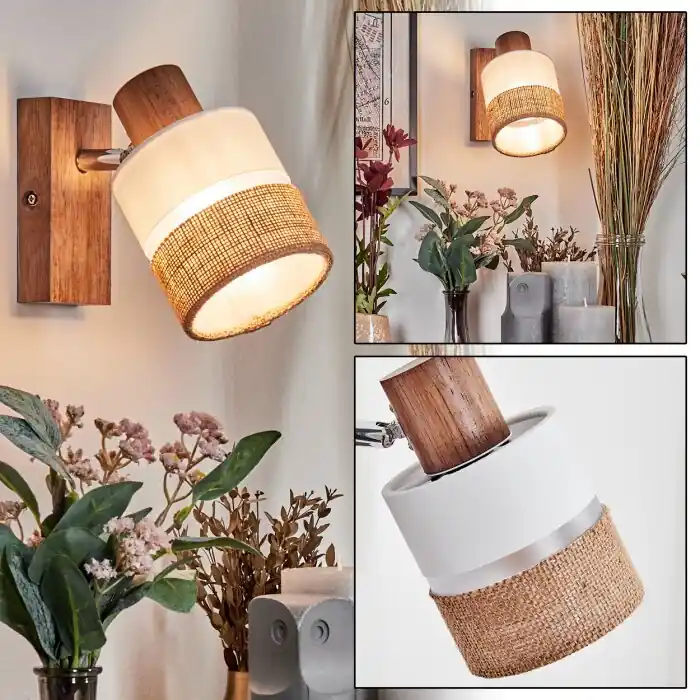 Finale Uitverkoop Fallhagen Wandlamp, Muurspot Chroom, Hout donker, 1-licht