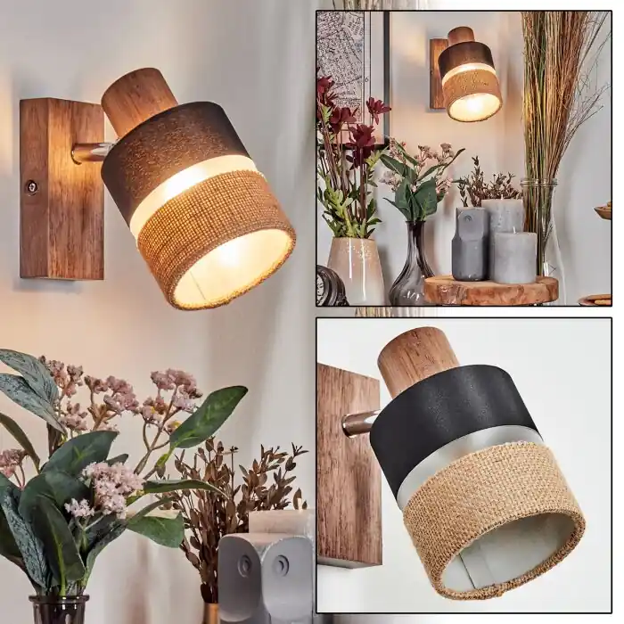 Gecertificeerd Fallhagen Wandlamp, Muurspot Chroom, Hout donker, 1-licht