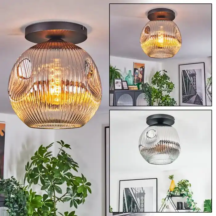 Ripoll Plafondlamp, Kogellampje Chroom, Duidelijk, Rookkleurig, 1-licht Favoriet