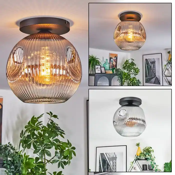 Ripoll Plafondlamp, Kogellampje Duidelijk, Rookkleurig, 1-licht Flitsaanbieding