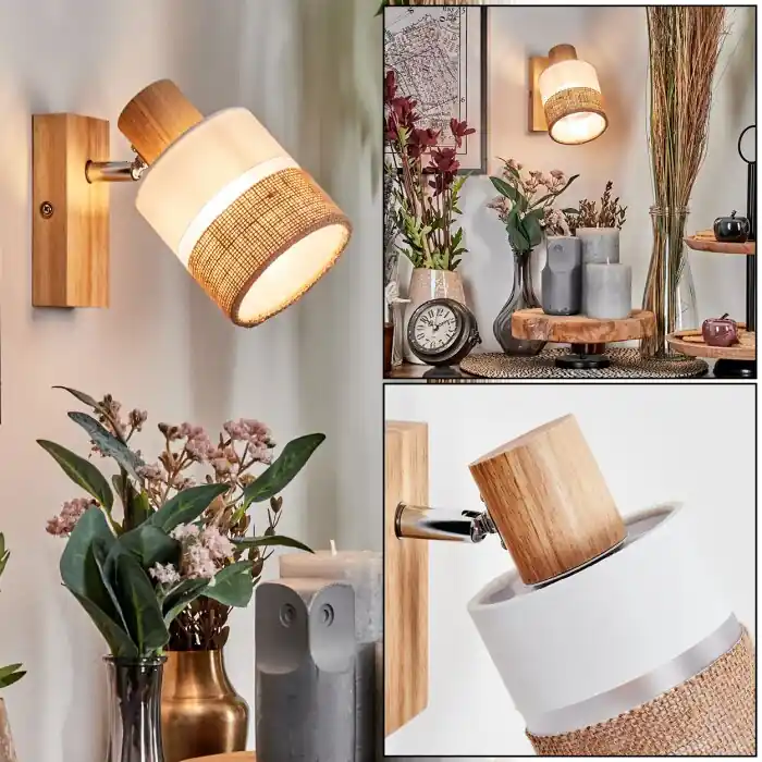 Fallhagen Wandlamp, Muurspot Chroom, Hout licht, 1-licht Laatste Kans