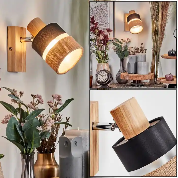 Fallhagen Wandlamp, Muurspot Chroom, Hout licht, 1-licht Beperkte Voorraad