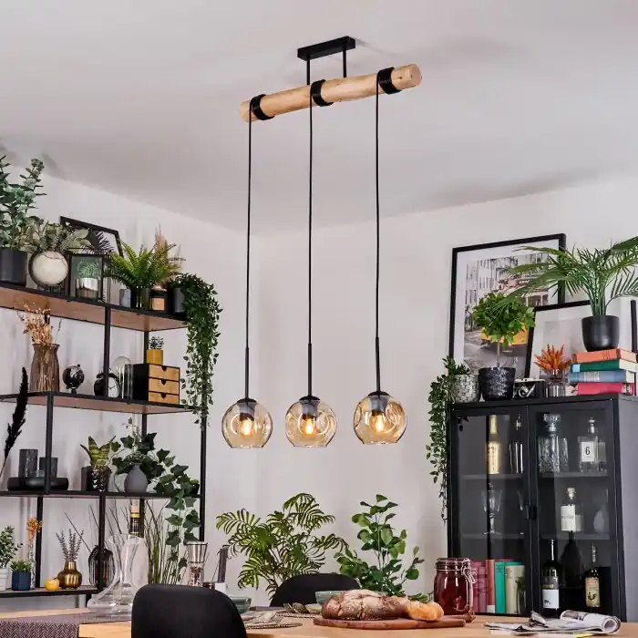 Bestseller Ripoll Hanglamp, Kogellampje, Hanglamp Natuurlijke kleuren, Zwart, 3-lichts