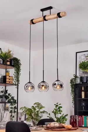 Weekendaanbieding Ripoll Hanglamp, Kogellampje, Hanglamp Natuurlijke kleuren, Zwart, 3-lichts