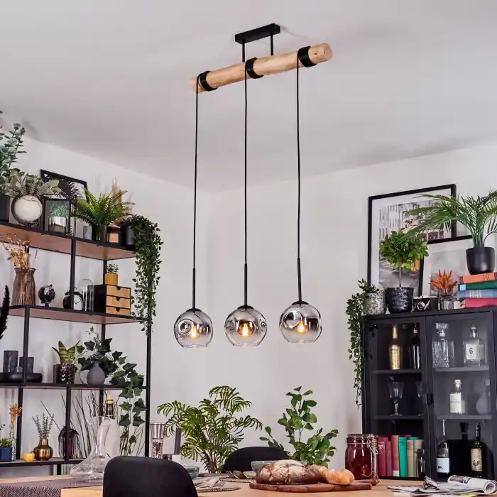 Weekendaanbieding Ripoll Hanglamp, Kogellampje, Hanglamp Natuurlijke kleuren, Zwart, 3-lichts