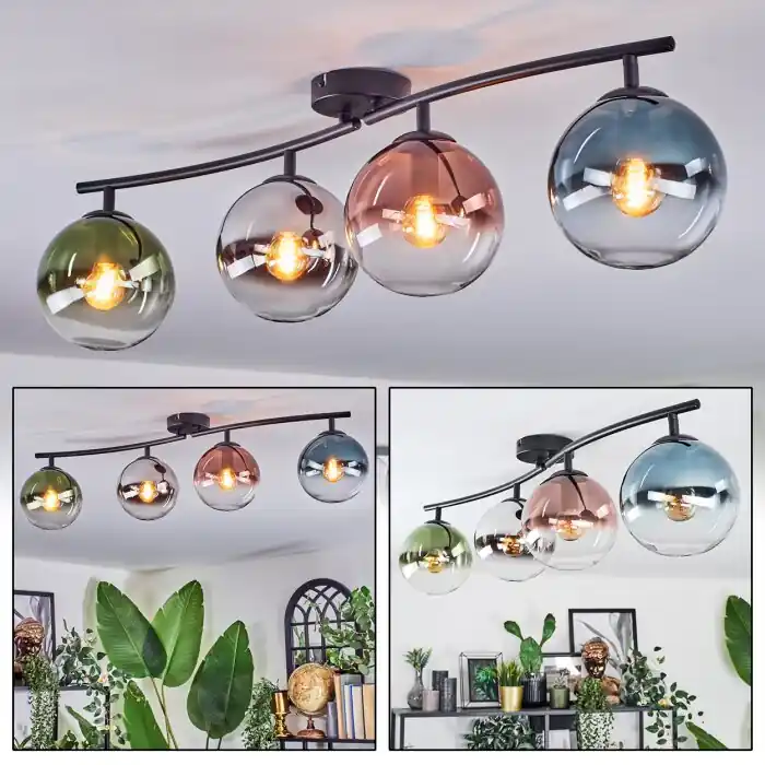 Snelle Levering Gastor Plafondlamp, Kogellampje Blauw, Chroom, Groen, Duidelijk, Koperkleurig, Rookkleurig, 4-lichts