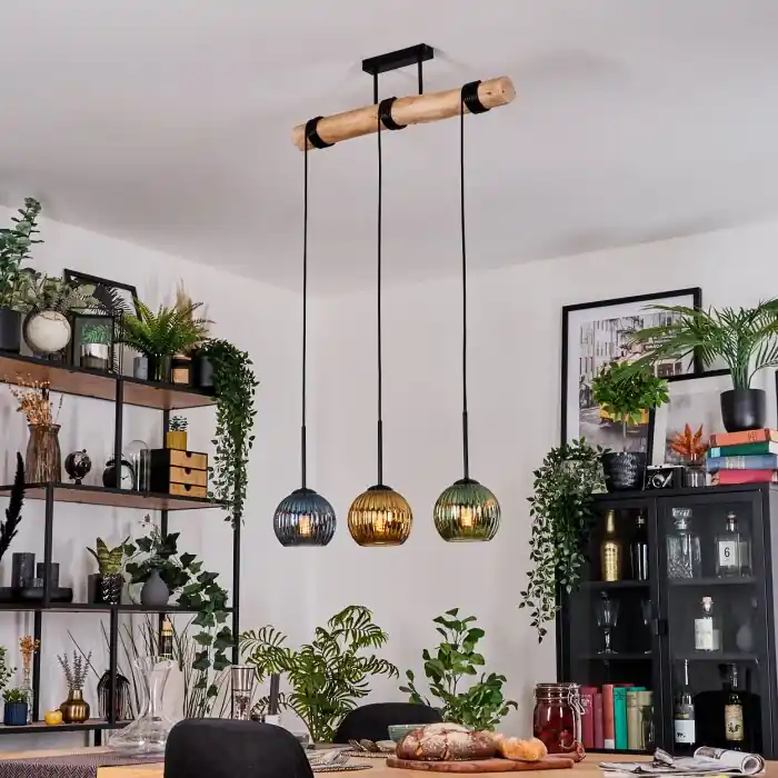 Koyoto Hanglamp, Kogellampje, Hanglamp Natuurlijke kleuren, Zwart, 3-lichts Populair