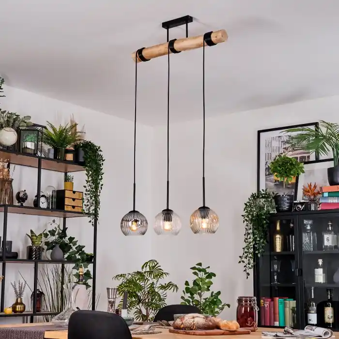 Finale Uitverkoop Ripoll Hanglamp, Kogellampje, Hanglamp Natuurlijke kleuren, Zwart, 3-lichts