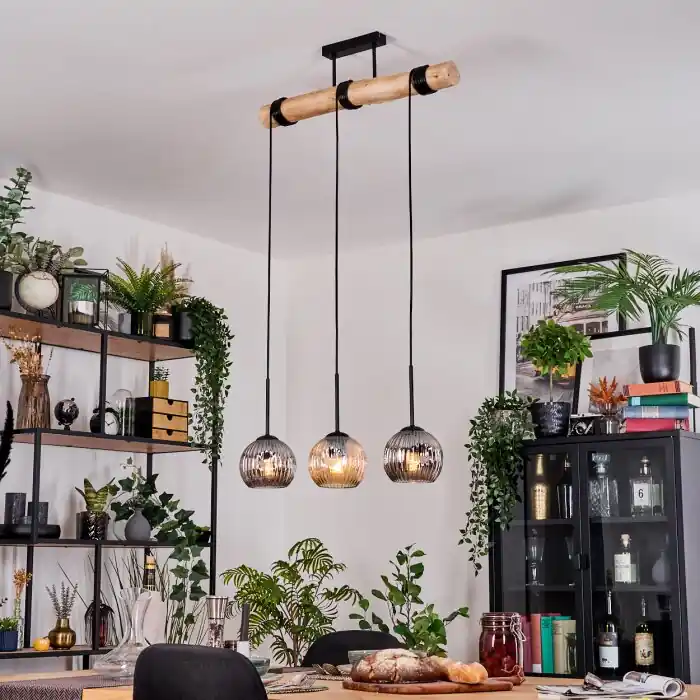Ripoll Hanglamp, Kogellampje, Hanglamp Natuurlijke kleuren, Zwart, 3-lichts Koop Vandaag