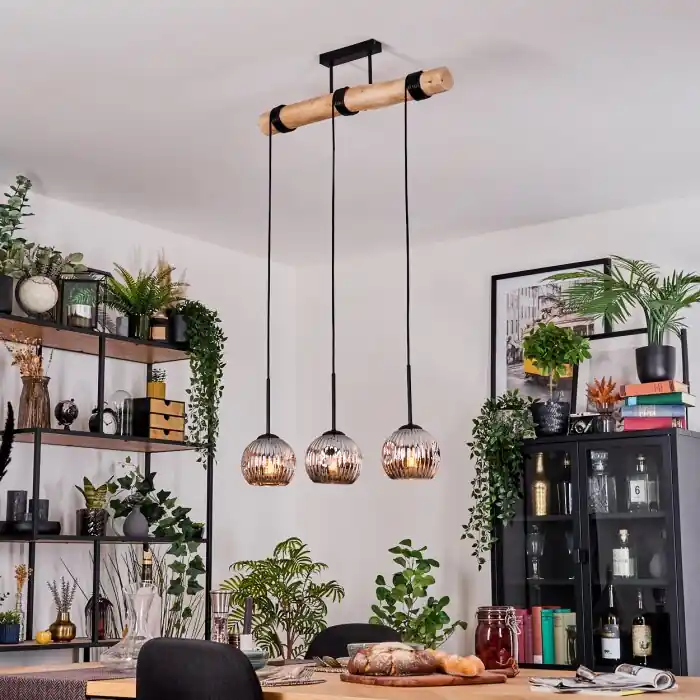 Meest Verkocht Ripoll Hanglamp, Kogellampje, Hanglamp Natuurlijke kleuren, Zwart, 3-lichts